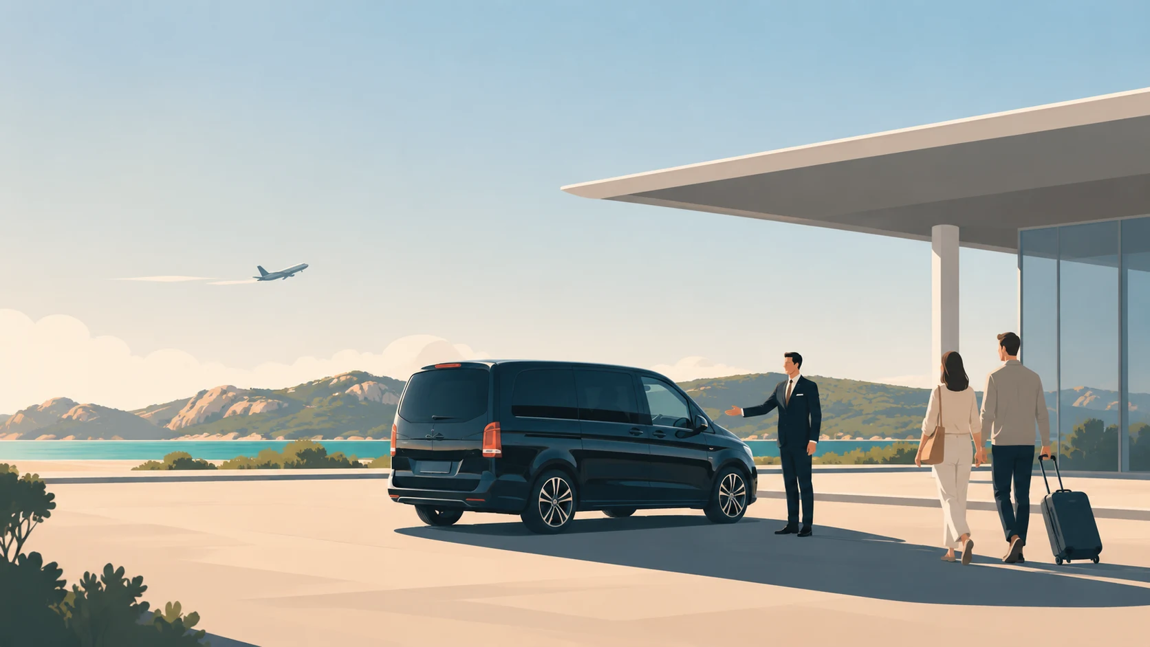 Illustrazione transfer all'aeroporto di Olbia